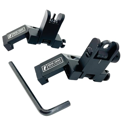 45 Degree Offset Flip Up Iron Sights | American Company | Spring Loaded | Rapid Transition Front & Rear Iron Sights | Back Up Sights | BUIS for Picatinny Rail and Weaver Rails