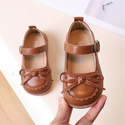 Fashion Four Seasons Children Casual Shoes Girls Leather Shoes Flat Bottom Round Toe Solid Color Bow Hook E Girl4