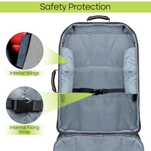 padded car seat travel bag for airplane heavy duty backpack for air travel water-resistant carrier with shoulder strap fits most car seats greyblack