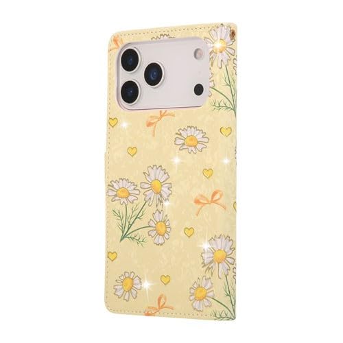Étui iPhone 13 cuir anti-rayure à fermeture magnétique marguerites