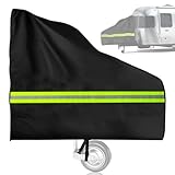 Deichselabdeckung Wohnwagen,110x104 cm Pferdeanhänger Deichselabdeckung,600D Universale Deichselhaube mit Reflexstreifen,Kratzfest wasserdicht UV-beständig für von PferdeanhäNgern (Grüne Reflexion)