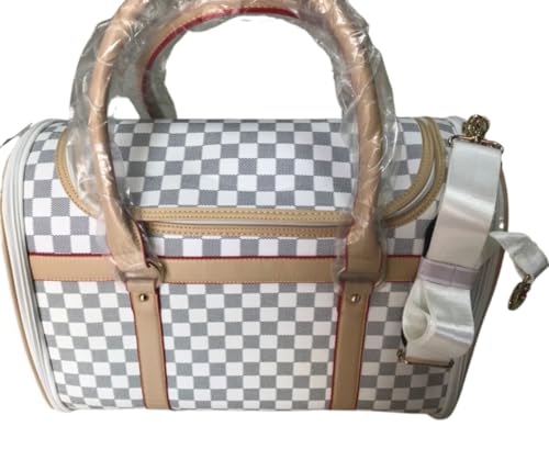 MKHJBFGIペット用ショルダーバッグ ペットキャリー 犬用小屋 キャリーバッグ 夏用 軽い 通気性 外から見える 旅行 マット付き 臭気がない 防災 通院用 折り畳み 散歩出かけ 飛び出し防止 全景 シンプル (ホワイト)