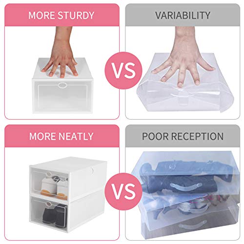IRONLAND Stackable Shoe Storage Box, Foldable Clear Plastic Shoe Organizer 12 Pack, Need to be Assembled (White) by IRONLAND - Image 4