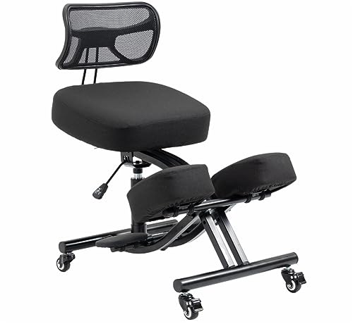 BLACK POINT Ergonomischer Kniestuhl aus Leinen O'KNEEL PRO für Zuhause und Büro. Ergonomischer...