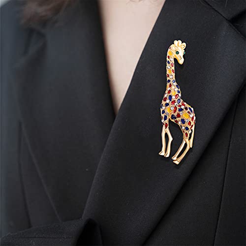 Image of Rhinestone Colorful Giraffe Brooch Pin for Women Girls Unisex Gold-Toned Fashion Crystal Big Animal Brooches Lapel Pins Cute Dress Accessories Birthday Easter JewelrySouvenir for Pet Lover