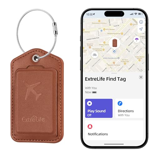 Apple Find My Leather Luggage Tag with Privacy Flap