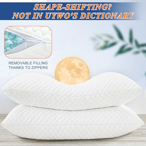 Cooling Memory Foam Pillows Firm and Soft, Queen Size Set of 2, Original Adjustable Pillows for Side, Back or Stomach Sleepers - Image 4
