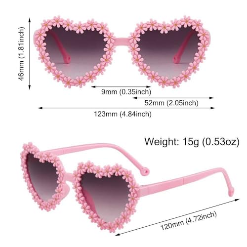 Sun Protection Kids Daisy Sunglasses Vintage Flower Sun Glasses Heart-Shaped Festival Party Glasses3