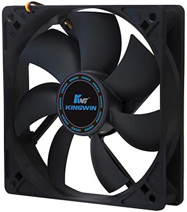 Kingwin 120mm Silent Fan for PC Cases, CPU Coolers, Mining Rigs โ Quiet Computer Cooling Fan with Long Life Sleeve Bearing, High Airflow Ventilation โ Black CF-012LB