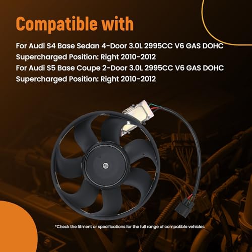 Image of maXpeedingrods Right Passenger Side Electric Cooling Fan w /Module Fits for Audi S4 2010-2012, for Audi S5 2008-2012, 8K0959455E A0028A0114