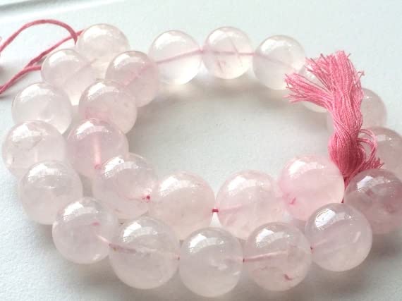 LKBEADS 1 sznurek naturalny kwarc różany zwykłe okrągłe kulki, naszyjnik z kwarcu różowego, różowy kwarc różowy, koraliki 14,5-15 mm, 30 cm
