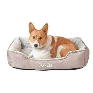 JOYELF Dog Bed Washable Calming Pet Bed, Anti Anxiety Cat Bed & Sofa, Cute Plush Pet Bed for Medium Dog and Cat – Medium Rectangle
