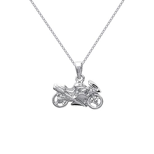 Lot Pendentif Moto en Argent 925 + Chaîne 50cm en Argent 925