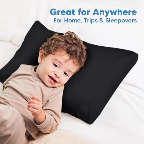 Image of Comfort Beddings Pack of 2 Travel Pillowcases 12x16 Premium 100% Cotton Blend Black Travel Pillow Case Zipper Closure, Super Soft and Cozy Travel Pillow Covers (Size-12x16, Black)