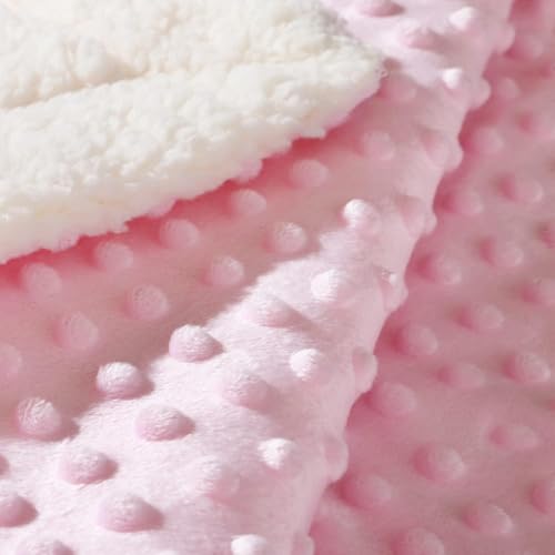 Image of CREVENT 2Pcs 30''X40'' Cute Cozy Fluffy Warm Baby Blankets for Infants Toddlers' Bedding Crib Cot Stroller - Grey Cloud + Pink Sherpa