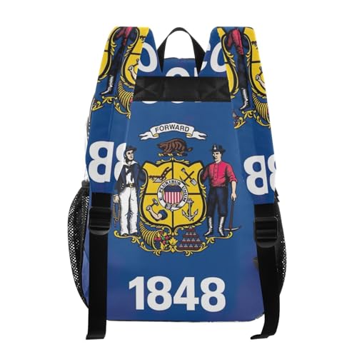 Travel Clear Backpack Floral Boys Backpacks for Girls Approved Shoulder Bag Wisconsin State Flag3