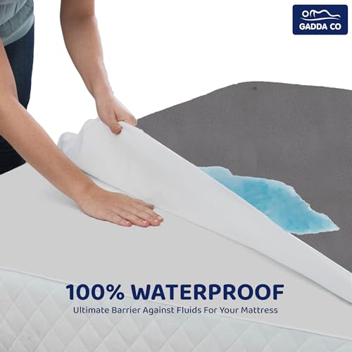 Image of GADDA CO 100% Waterproof Mattress Protector | Ultra-Soft Cotton Feel, Breathable & Hypoallergenic Fitted Bed Cover, Noiseless & Durable Protection - Queen Size 72x60 in, Grey (Pack of 1)