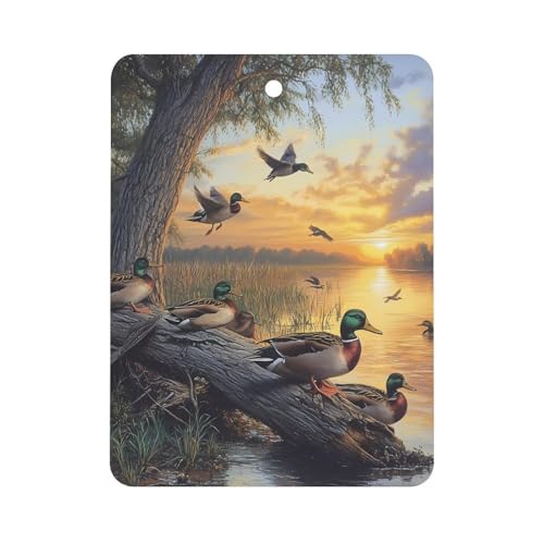 Mallard Ducks Lake Car Air Freshener Hanging Aromatherapy Tablets for Car Accessories Square