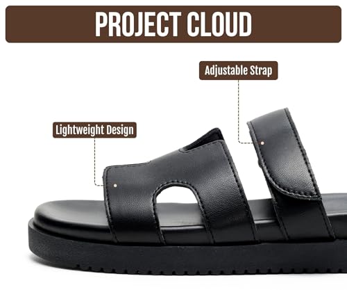 Image of Project Cloud 100% Genuine Leather Sandals for Women Footwear - Stylish Womens Sandals with Plush & Soft Insole - Non-Slip and Water-Resistant Beach Sandals Slides for Women (Mayvy)