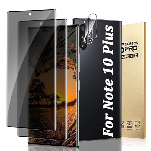 Geviaho 2+2 Pack For Galaxy Note 10 Plus Screen Protector with Camera Lens Protector, 3D Full Coverage, 9H Tempered Glass, Scratch Resistant, Touch Sensitive,Bubble-Free, Easy Installation (6.8 Inch)