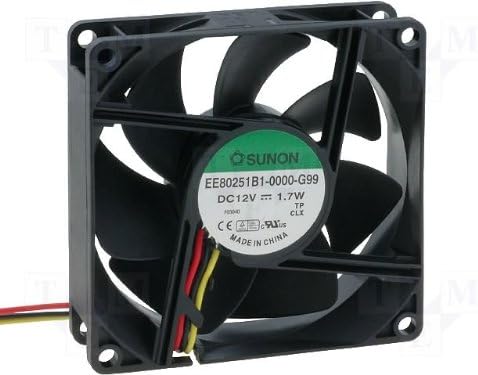 Ventilador de 80 x 25 mm EE80251B1 Sunon - G99 DC 12 V 3200 U/min 33dBA 3 filamentos rodamiento de bolas