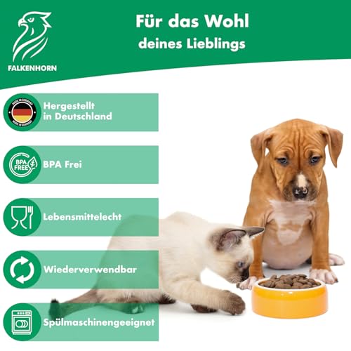 Falkenhorn Dosendeckel für Tierfutter – 2x 200g/400g & 2x 800g Hundefutter & Katzenfutter Dosen – Lebensmittelecht, Spülmaschinenfest, Wiederverwendbar, Made in Germany – Frische & Geruchsbindung