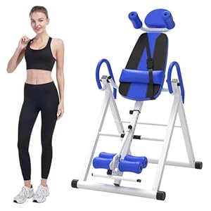 Inversion Table for Back Pain Relief, 330 lbs Capacity Strength Training Inversion Equipment, Decompression Table for Pain Therapy Training(Color:Blue)