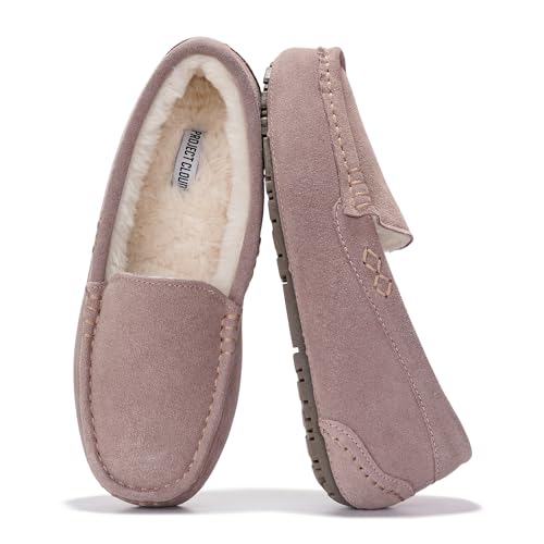 Project Cloud Genuine Leather Loafers for Women - Comfortable Outdoor Slippers for Women Footwear with Memory Foam - Womens Slippers - Stylish Womens Moccasin (Cathi)