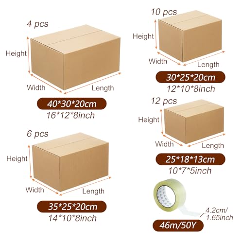 Image of Outus 32 Pack Corrugated Cardboard Boxes, Large, Kraft Color