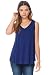 A+D Womens Casual Loose Jersey V-Neck Tank Top w/ Hi Low (E. Blue, Medium)