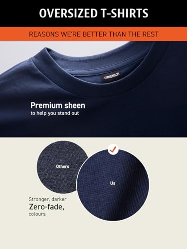 Image of DAMENSCH Statement Solid Oversized T Shirt for Men, Heavyweight, Anti-Pilling, Stylish, Relaxed Fit T Shirt for Men Cotton