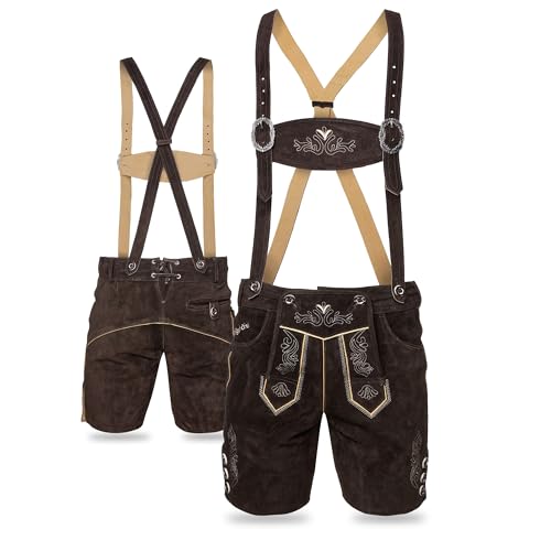 STEIGENHÖFER Lederhosen Men - Authentic German Bavarian Shorts - Real Leather Oktoberfest Costume - Trachten Outfit