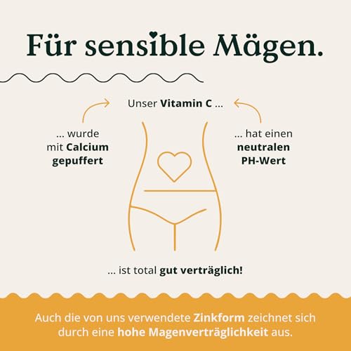 NATURE LOVE® Vitamin C Gepuffert & Zink – 180 Kapseln – hochdosiert 1000mg + 15mg Zink – Fermentation von Mais, pH-neutral, säurefrei – laborgeprüft, vegan und in Deutschland produziert 4