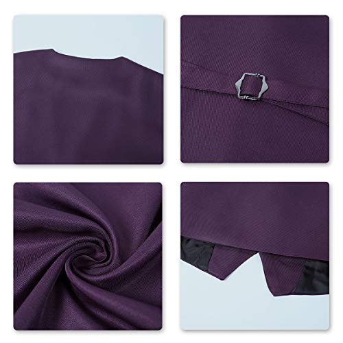 YOUTHUP Gilet Costume Homme sans Manche Slim Fit Multicolore Veste Business Mariage Elégant,Violet,S - Image 7