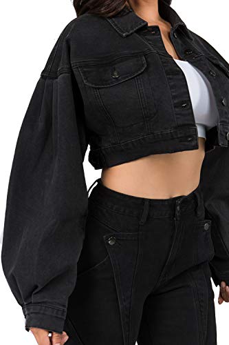 Twiin Sisters Women's Stretchy Button Down Long Sleeve Distressed Casual Crop Denim Jean Jackets for Women4