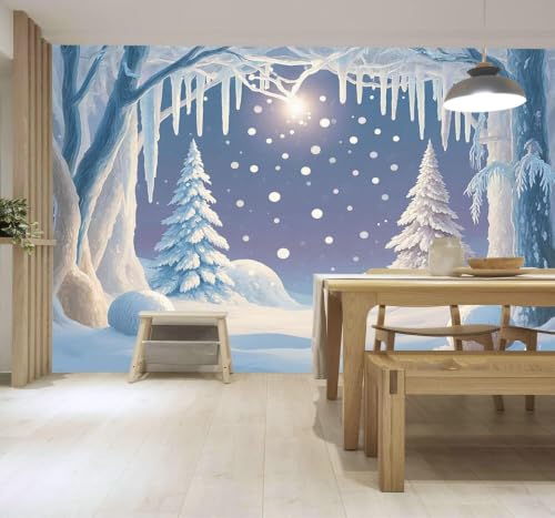 Papier Peint Soie Premium Flocons de Neige 3D XLMING pour Bureau Chic