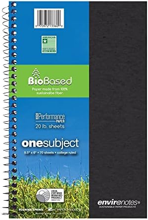 ROARING SPRING Environotes College Ruled 1 Subject Recycled Spiral Notebook,Assorted Earthtone Covers,9.5" x 6" 70 Sheets