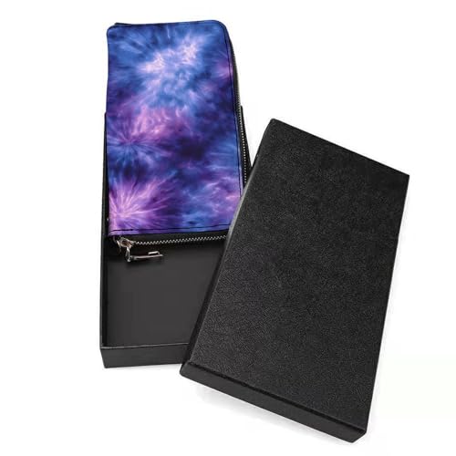 Abstract Blue Purple Tie-dye PU Leather Clutch Long Bifold Wallet, Coin Purse Credit Pass Case, Durable Card-Holder Money Storage for Women Men3
