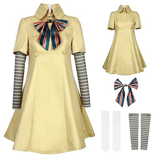Amycute Déguisement M3gan Robe Fille Costume Megan M3GAN Robots Uniforme Scolaire Fête Cosplay Accessoire Deguisement Film Horreur Halloween Carnaval Enfant (140)