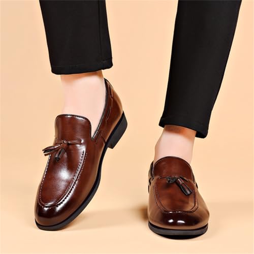 Men's Fashion Tassels Dress Shoes Slip-On Loafers Formal Business Casual Moccasins Driving Leather Shoes3