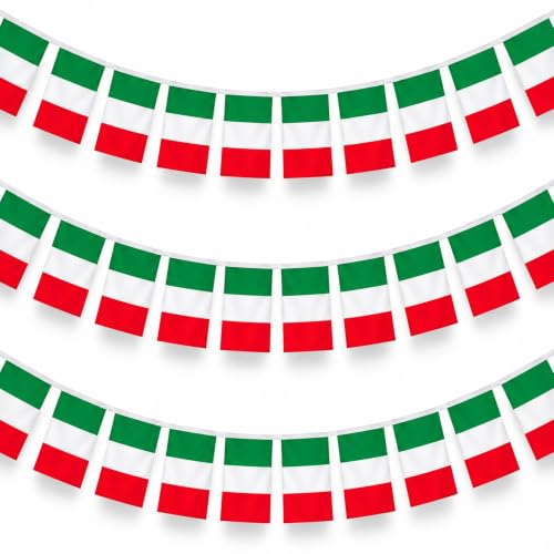Guirnaldas Bandera Italia, Banderas de 14x21 cm, 30 Banderines 10 Metros