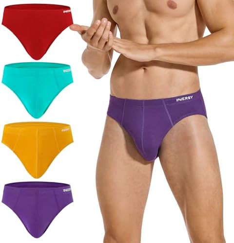 INNERSY Slip Herren Weich Unterhosen Männer Atmungsaktiv Unterwäsche 4 Pack | Baumwolle Viskose Herrenslip, Bequeme Pants für den Alltag, Midi Briefs mit Stoffbezogener Bund, Train