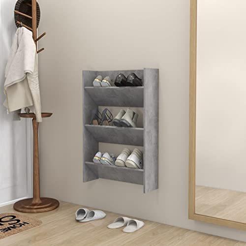 LAPOOH Zapatero, Mueble Zapatero Estrecho, Organizador Zapatos Armario, de pared de aglomerado gris hormigón 60x18x90 cm