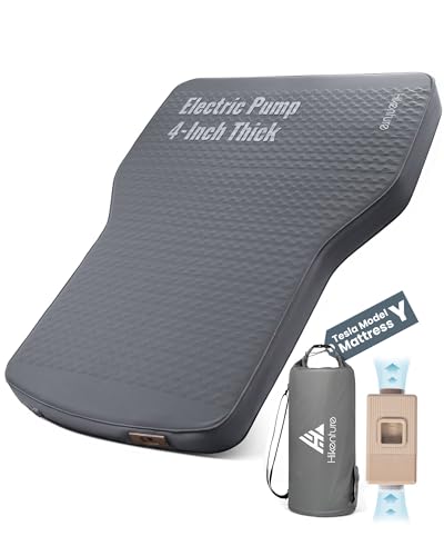 Image of Hikenture Camping Mattress for Tesla Model Y, Electric Pump Self Inflating Sleeping Pad, 4 inch Thick Foam & Air Model Y Mattress Bed, 9.5 R-Value Insulated Camping Pads for Tesla (Ultra-Thick 4 INCH)