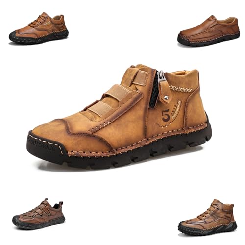 Matufit Men’s Handmade Cowhide Orthopedic Loafers – Waterproof Non-Slip Leather Shoes, Fashionable Corrective Walking Shoes