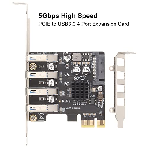 Zunate USB 3.0 PCIE Expansion Card, 4 Port 5Gbps Transmission USB Expansion Card,Compatible with X4/X8/X16,Supporting Full Height Chassis/Half Height Chassis - Image 3