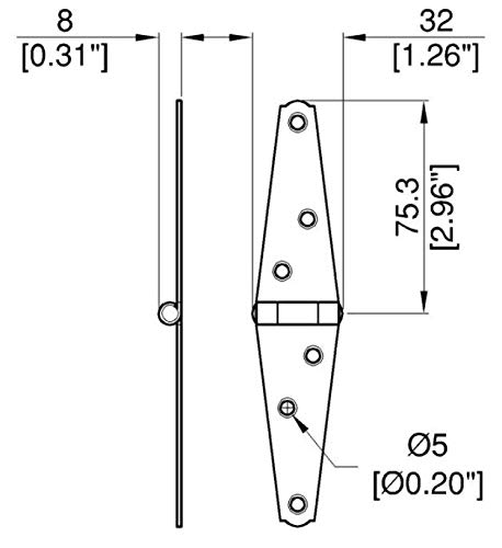 Penn Elcom Zinc Strap Hinge (3 Inch Zinc Strap Hinge), 3" Zinc Strap Hinge - Image 3