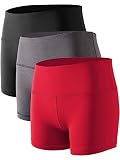 CADMUS Women's Stretch Fitness Running Shorts with Pocket,3 Pack,05,Black,Grey,Light Red,Medium