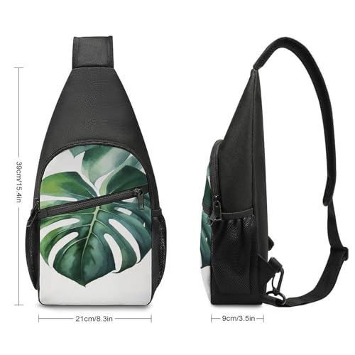 Bolso bandolera con diseño de hoja de monstera blanca miniatura 2