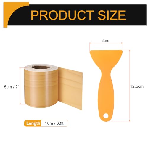 Image of HARFINGTON Wood Grain Repair Tape 2 Inch x 33ft Self Adhesive Repair Patch Tape Simulated Wooden Floor Tapes with Plastic Scraper for Tables Doors Windows Furniture, Cherry